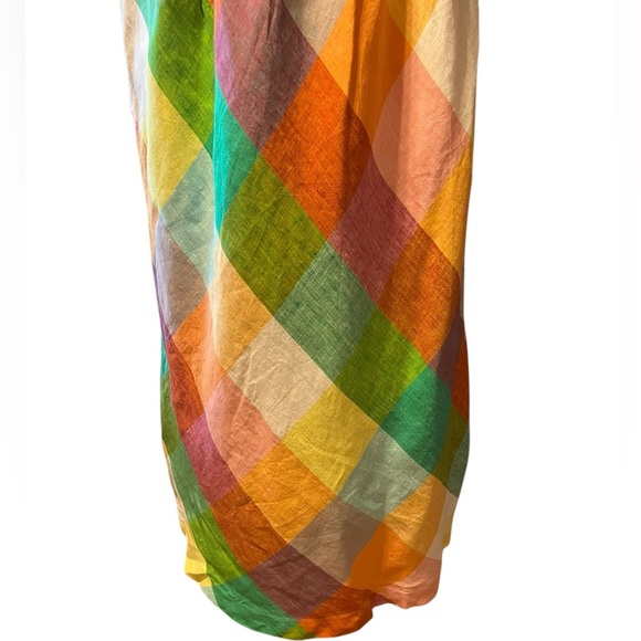 Orange and Yellow Sleeveless Sundress with Square Neck - Picture 4 of 12